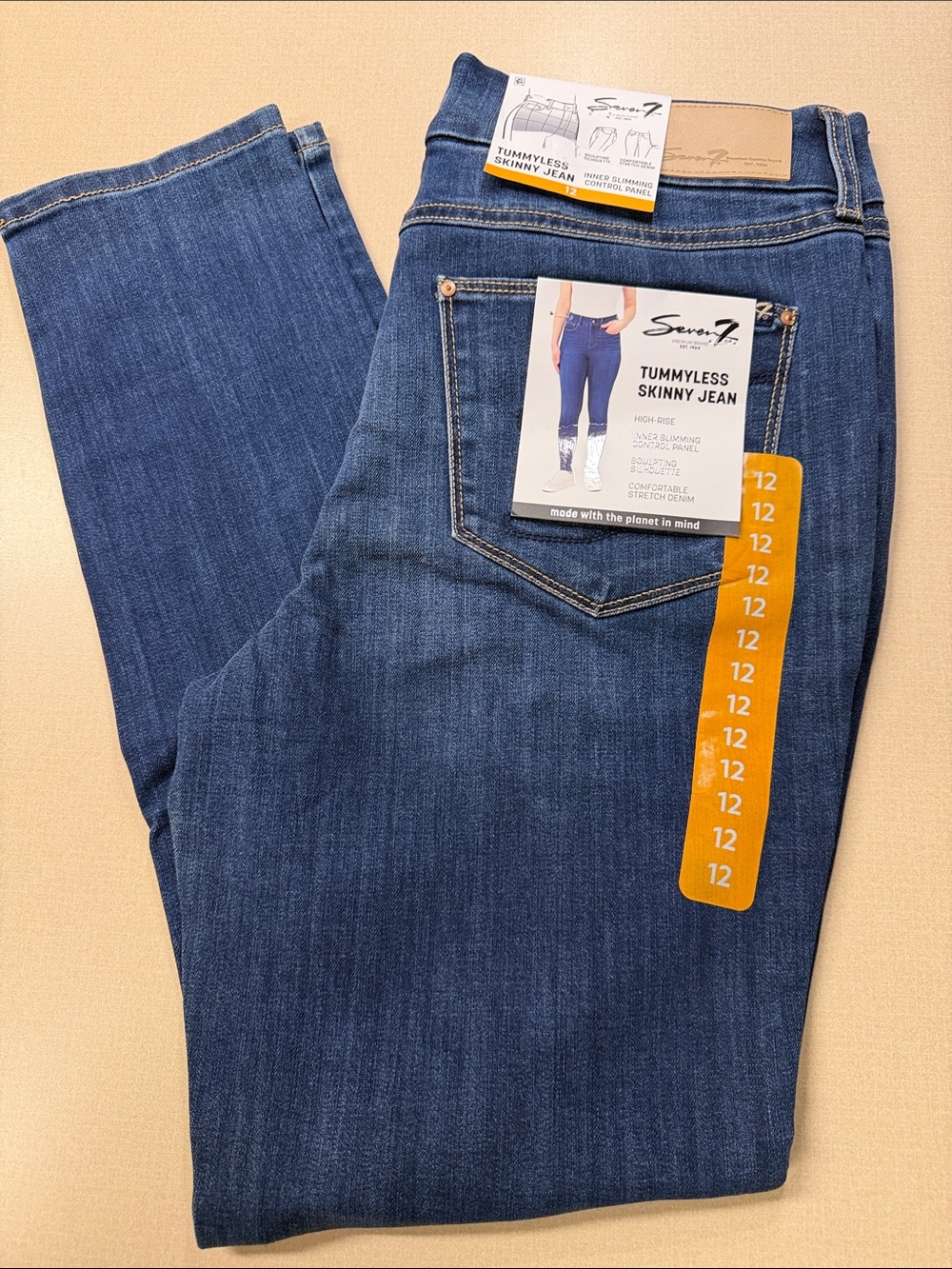 Seven7 Women’s Tummyless Skinny Jeans - Blue Denim Size 12